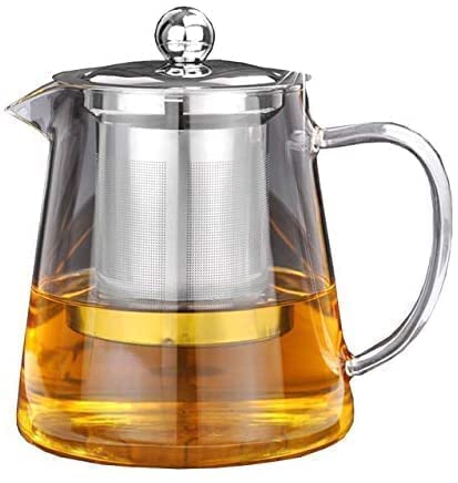 SXDHK Mini Size Glass Teapot Tea Kettlewith Stainless Steel Removable Infuser for Blooming Tea Microwave Stovetop Safe 950ml_Multi - Image 1