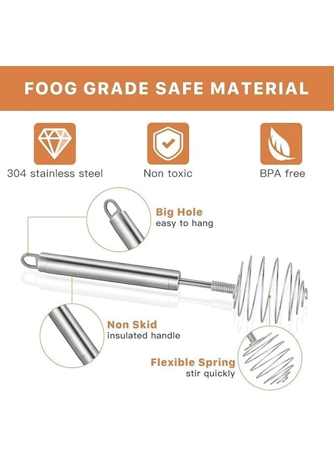 PurelyCart PurelyCart Stainless Steel Spiral Shape Manual Whisk Frother Blender Egg Beater Stirrer Kitchen Tools for Gadget Equipment Balloon Hand Mixer Round Spring Milk Whipper Stirring Cream Flour 1 PCS  - Image 4