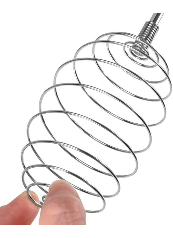 PurelyCart PurelyCart Stainless Steel Spiral Shape Manual Whisk Frother Blender Egg Beater Stirrer Kitchen Tools for Gadget Equipment Balloon Hand Mixer Round Spring Milk Whipper Stirring Cream Flour 1 PCS  - Image 3