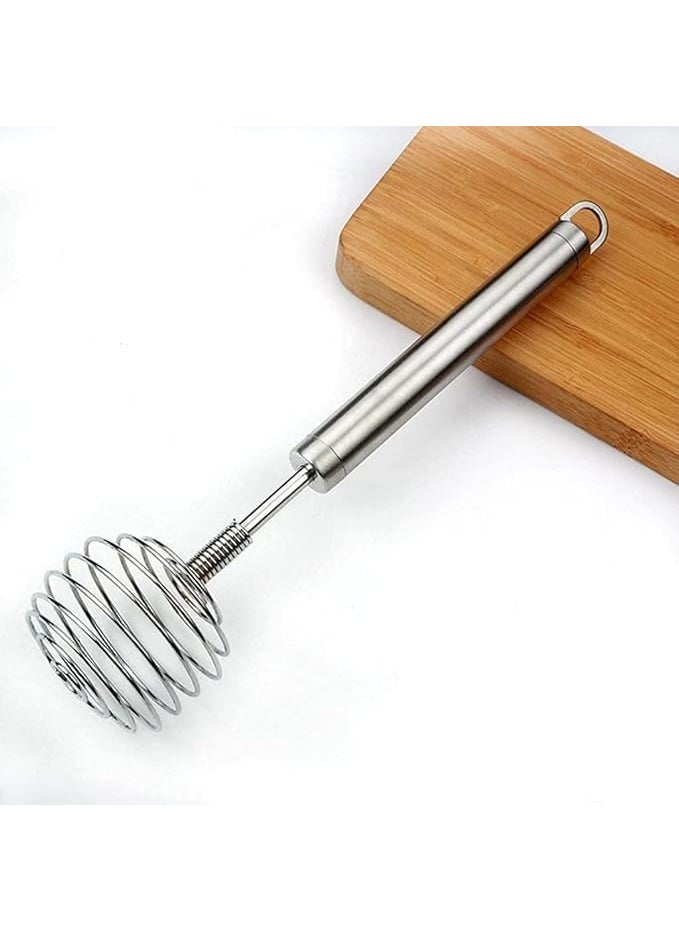 PurelyCart PurelyCart Stainless Steel Spiral Shape Manual Whisk Frother Blender Egg Beater Stirrer Kitchen Tools for Gadget Equipment Balloon Hand Mixer Round Spring Milk Whipper Stirring Cream Flour 1 PCS  - Image 1