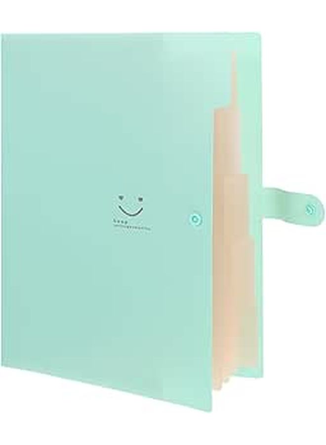 A4 Accordion File Folder 5 Pockets Expanding Document Organizer Portable Green - Image 1
