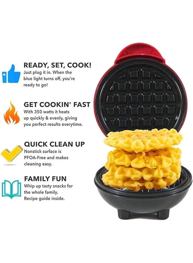 Mini Round Waffle Maker, Non-Stick Coating Small Waffle Maker Belgian Waffle Maker Retro Waffle Maker - Image 2