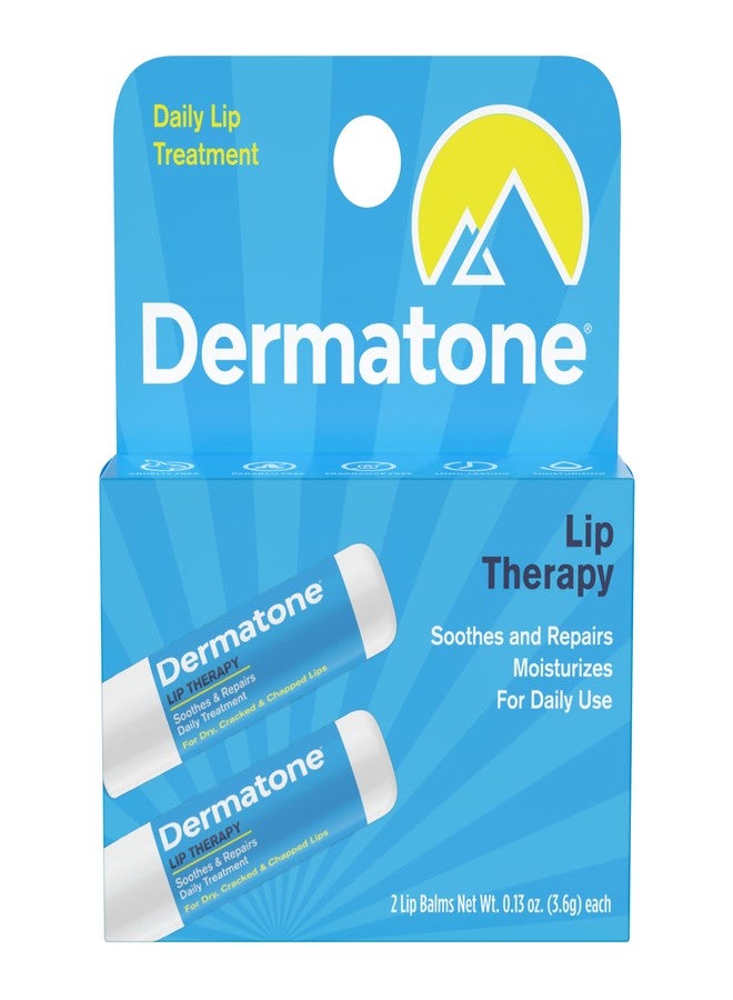 Dermatone Lip Therapy Balm | Moisturizing & Repair for Dry, Chapped Lips | With Aloe, Lanolin, Cocoa Butter & Vitamin E | Fragrance Free | Daily & Overnight Lip Care | 0.13 oz, 2 Pack - Image 1