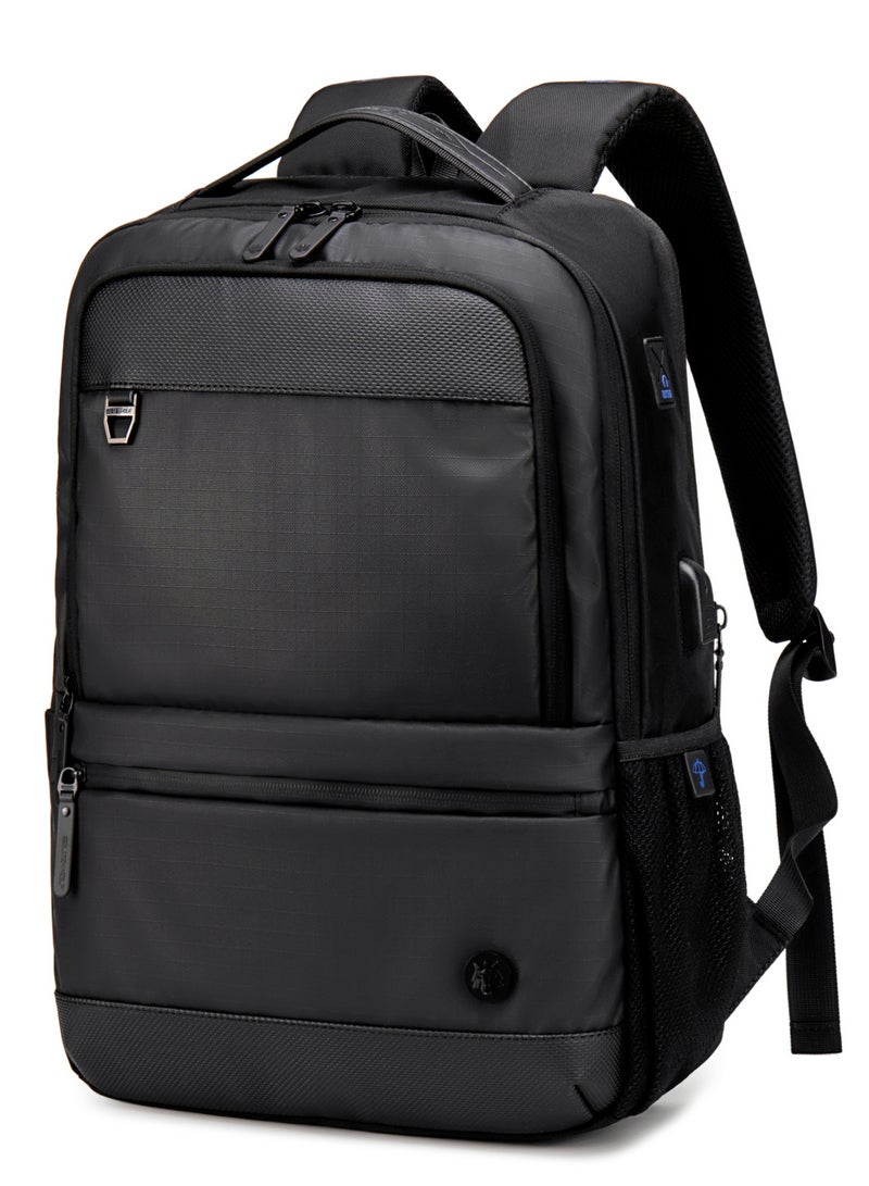 Golden Wolf Laptop Backpack for Men Lightweight Stylish College Backpack with Laptop and iPad Shockproof Compartment Water-resistant Durable Daily Use Laptop Bag for Men and Women GB00402 Black - Image 1