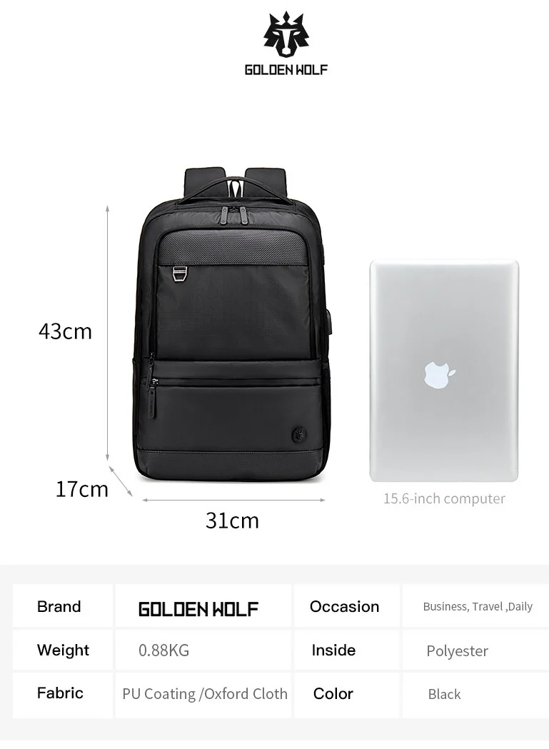 ARCTIC HUNTER Laptop Backpack for Men Lightweight Stylish College Backpack with Laptop and iPad Shockproof Compartment Water-resistant Durable Daily Use Laptop Bag for Men and Women GB00402 Black