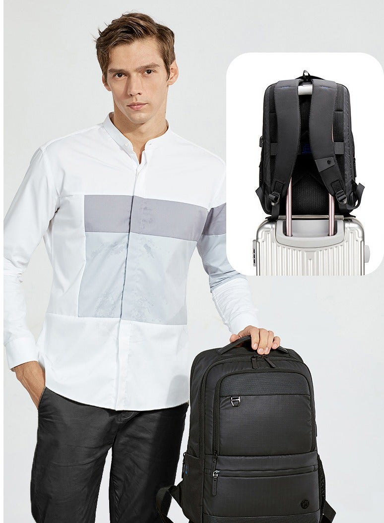 Golden Wolf Laptop Backpack for Men Lightweight Stylish College Backpack with Laptop and iPad Shockproof Compartment Water-resistant Durable Daily Use Laptop Bag for Men and Women GB00402 Black - Image 3