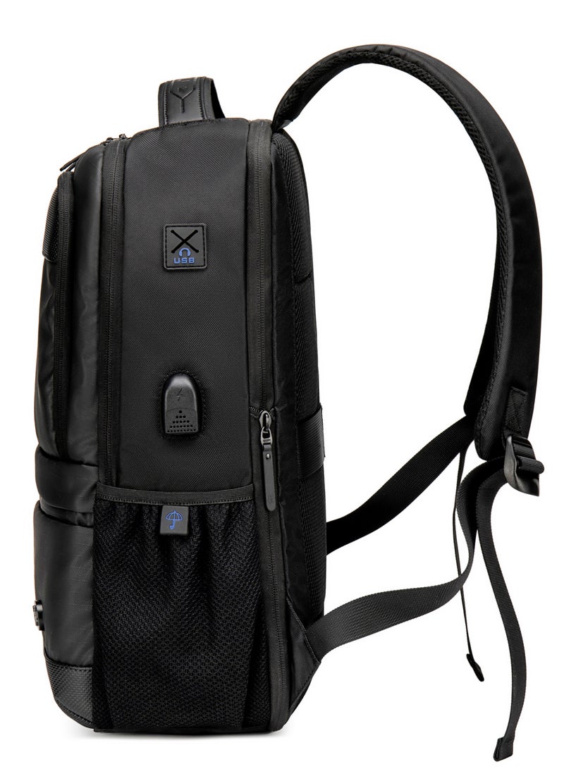 Golden Wolf Laptop Backpack for Men Lightweight Stylish College Backpack with Laptop and iPad Shockproof Compartment Water-resistant Durable Daily Use Laptop Bag for Men and Women GB00402 Black - Image 4