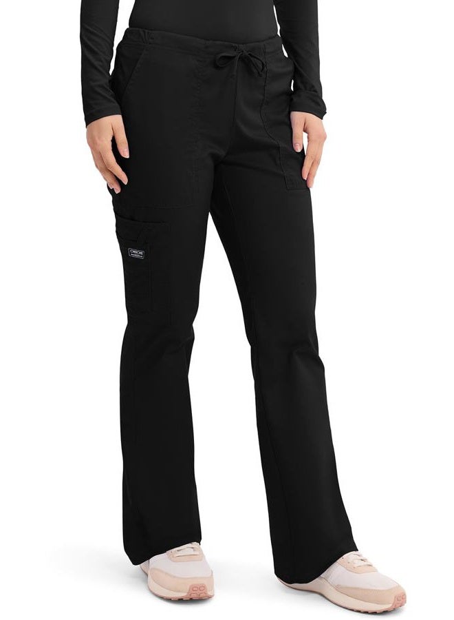 Cherokee Women's Workwear Core Stretch Drawstring Cargo Scrubs Pant, Black, XS - Image 5