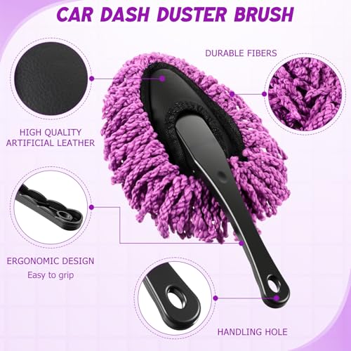 Wovnet 16 Pcs Windshield Cleaner Tool, Car Cleaning Kit with Various Detailing Brushes Set Spray Bottle Cleaner Towel Cleaning Gel Accessories Car Interior Detailing Kit for Windows Vents(Purple) - Image 4