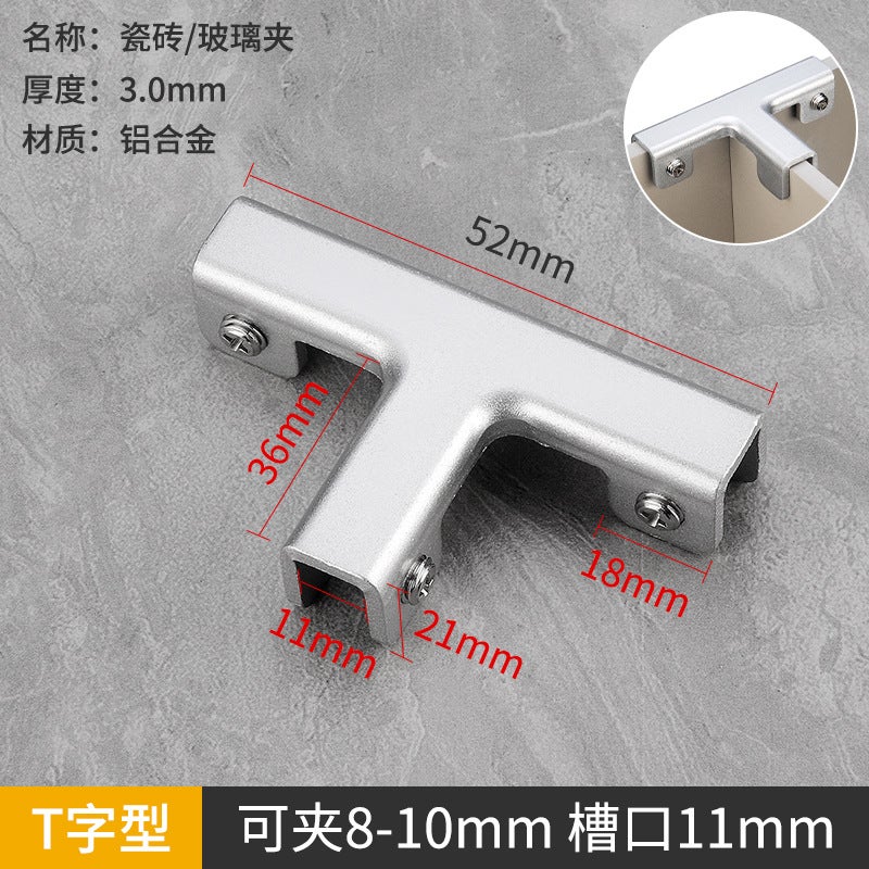 Tile Fixing Clip Thickened Tile Fixing Clip Glass Clip Planting Vegetable Box Vegetable Pool Accessories Tile Flower Pot Snap T type silver clip 8-10MM