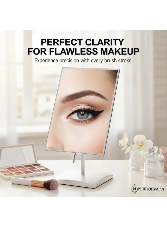 Mirrorvana ® Large Free Standing Mirror for Bathroom Countertop, Dressing Table, Desk and Bedroom Vanity - True Frameless Face Mirror For Makeup and Shaving - 25 x 18cm - Chrome - Image 5