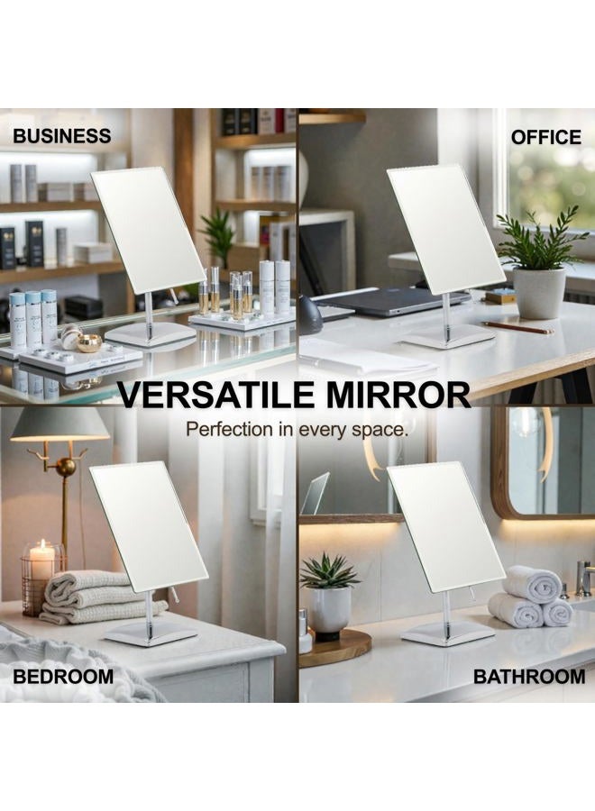 Mirrorvana ® Large Free Standing Mirror for Bathroom Countertop, Dressing Table, Desk and Bedroom Vanity - True Frameless Face Mirror For Makeup and Shaving - 25 x 18cm - Chrome - Image 4