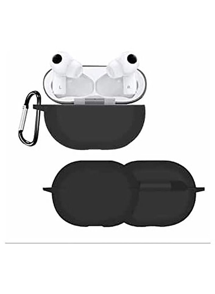 (Huawei Free Buds Pro) Pod Pocket Silicone Cover With Keychain Black - Image 2