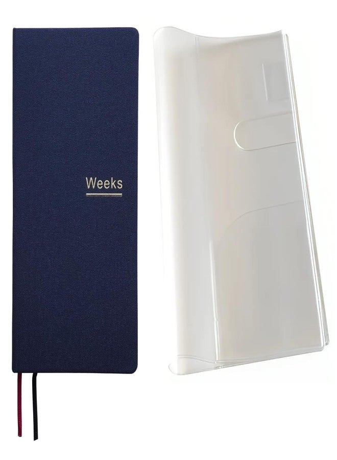 receip Undated Weekly Planner Notebook Pocket Organizer Appointment Book Journal Notebook A6 Week Plan Notepad (Dark blue with cover) - Image 1