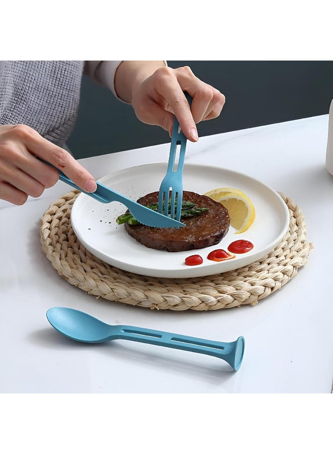 مجموعة أدوات مائدة 3 في 1 مصنوعة من البلاستيك - ملعقة وشوكة وسكينة للاستخدام في المطبخ، مثالية للأطفال والسفر والمدرسة والنزهات والوجبات - متعددة الالوان - Image 3