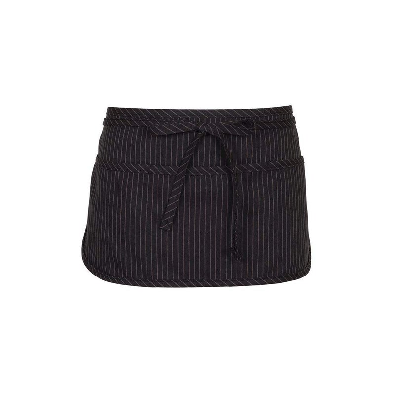Fame F9Rb Rounded Bottom 3 Pocket Waist Apron - Black & Gray Pinstripe - 11""L X 23""W(Wfa83332Bp)