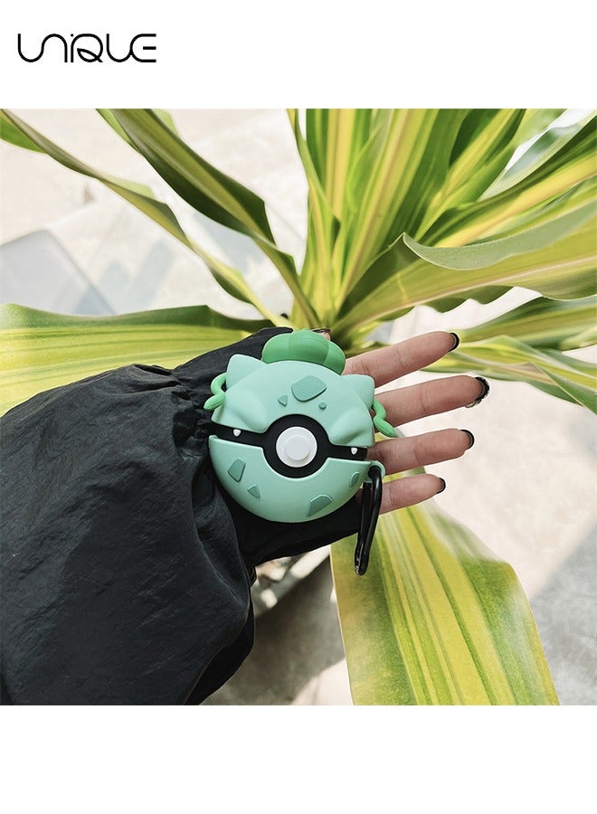 Unique For Bluetooth Headset Air Pods Pro 2 Generation Protective Case - Pokémon Protective Case - Magic Frog Seed Protective Case - PVC Drop Resistant Waterproof Case - Green - Image 2