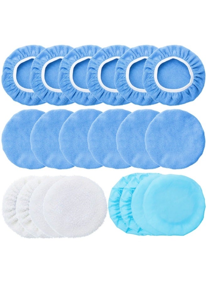 20 Pieces Car Orbital Buffer Polisher Pad Bonnet Microfiber Max Bonnet Polishing Buffing Pad Cover (5-6 Inches) - Image 1