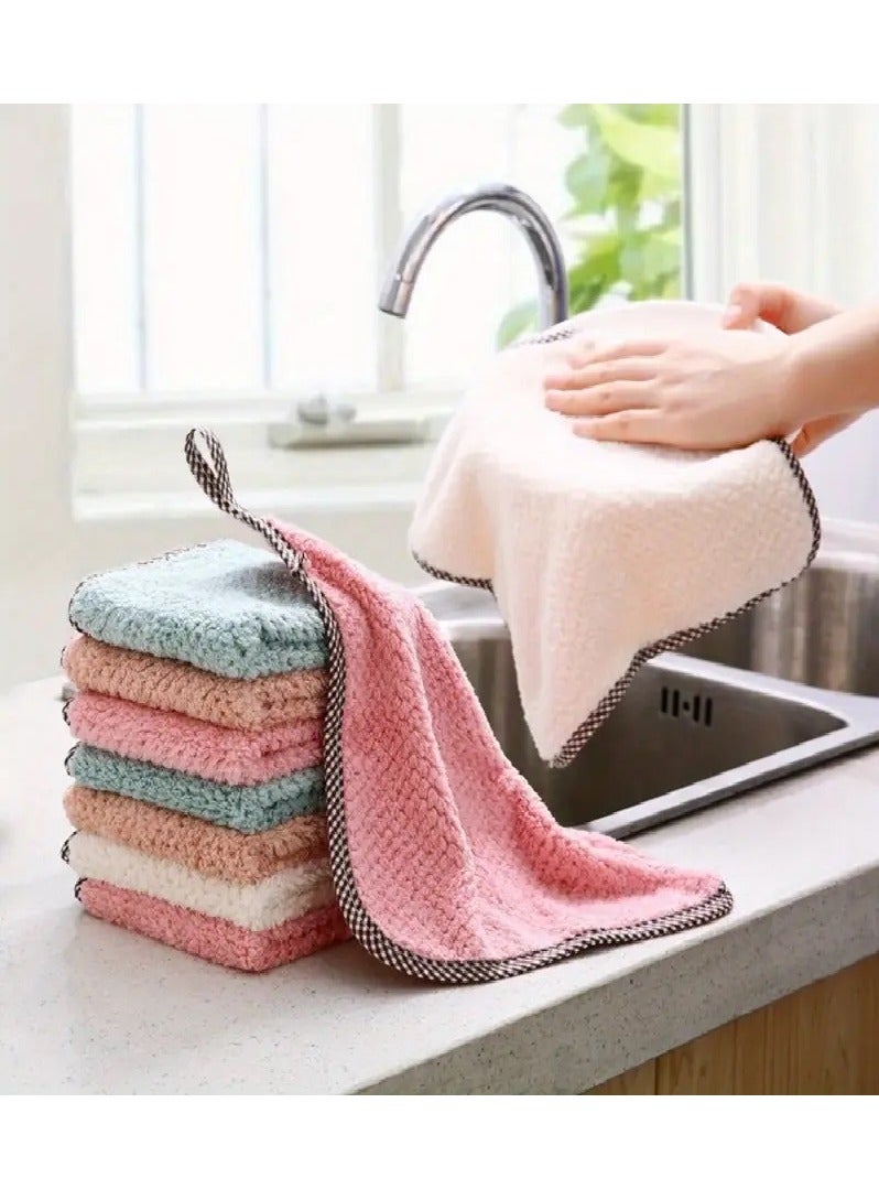 MASIA Double-Sided Kitchen Towels 5 Pack Soft Absorbent Coral Fleece Quick Drying Lint-Free with Hanging Loop for Everyday Use Home and Outdoor Cleaning - Image 1