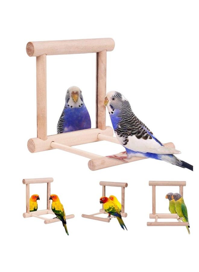 yongsheng Bird Toy for Parrot Parakeets Conures Cockatiels Cage Swing Wooden Fun Play Toy for BirdsWooden ladder (Mirror)  - Image 2