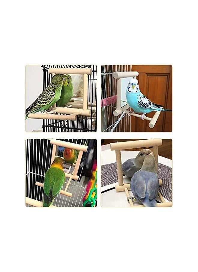yongsheng Bird Toy for Parrot Parakeets Conures Cockatiels Cage Swing Wooden Fun Play Toy for BirdsWooden ladder (Mirror)  - Image 4