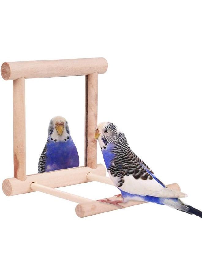 yongsheng Bird Toy for Parrot Parakeets Conures Cockatiels Cage Swing Wooden Fun Play Toy for BirdsWooden ladder (Mirror)  - Image 5