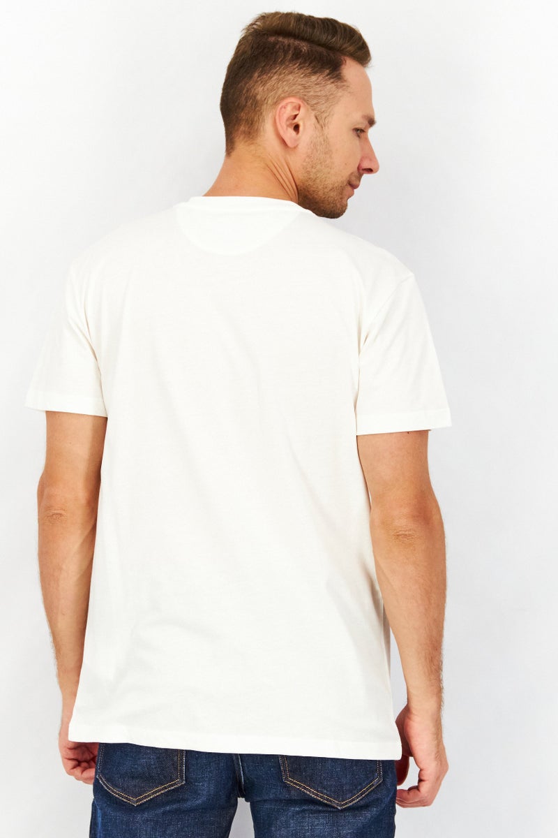 Men Crew Neck Short Sleeve Brand Logo T-Shirt, White