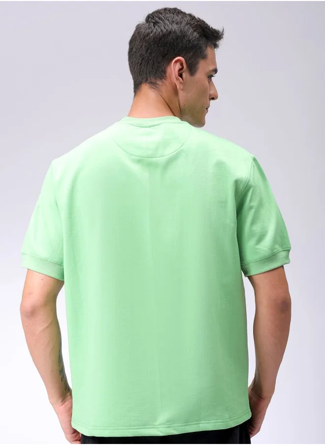 شركة المرآب الهندية Men Oversized Solid Crew Neck Overhead Sweatshirt