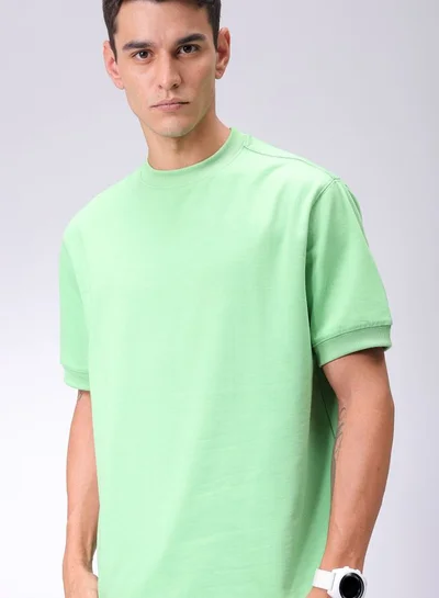 شركة المرآب الهندية Men Oversized Solid Crew Neck Overhead Sweatshirt