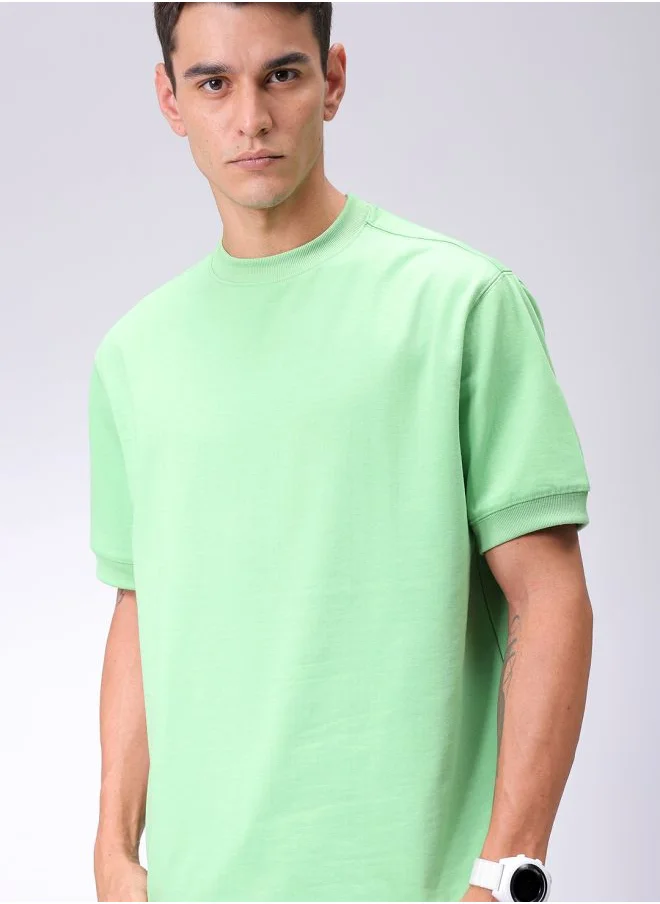 شركة المرآب الهندية Men Oversized Solid Crew Neck Overhead Sweatshirt