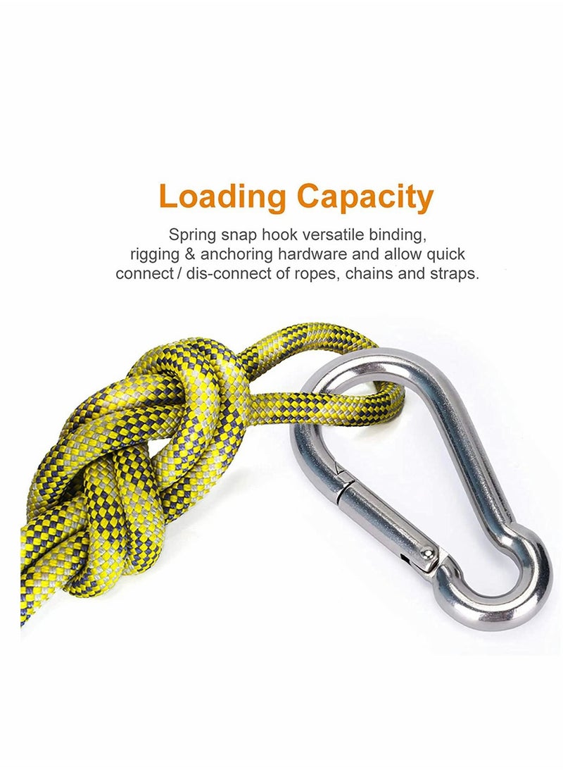 Excefore 6Pcs Spring Snap Hooks Carabiner, 304 Premium Stainless Steel Heavy Duty Carabiner Clips Assorted Sizes (2, 2.36, 3.15 inch) for Camping, Fishing, Hiking, Traveling, Backpack, Keychain  - Image 3