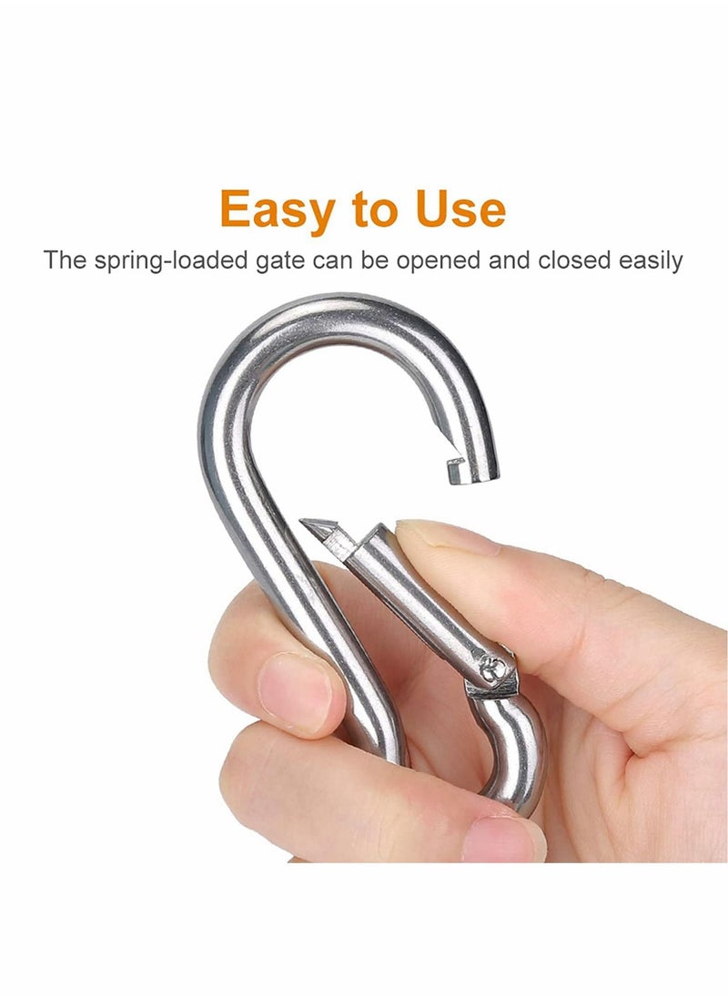 Excefore 6Pcs Spring Snap Hooks Carabiner, 304 Premium Stainless Steel Heavy Duty Carabiner Clips Assorted Sizes (2, 2.36, 3.15 inch) for Camping, Fishing, Hiking, Traveling, Backpack, Keychain  - Image 5