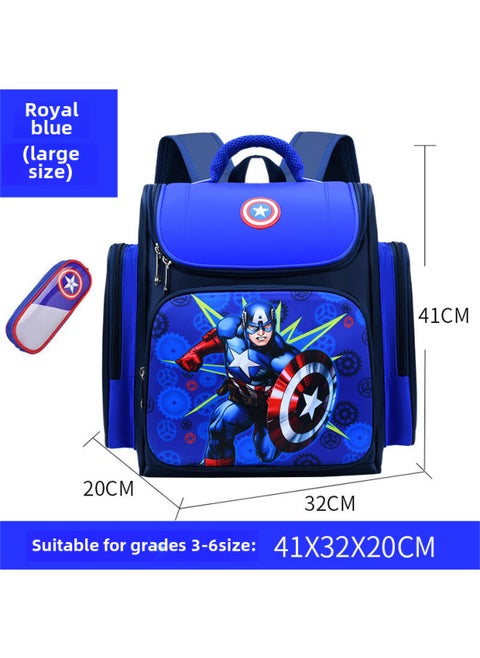 Kids School Backpack High Quality Leather Material Durable Double Strap Design Suitable For Primary School Students-Color:Space Captain Large + Pencil Case