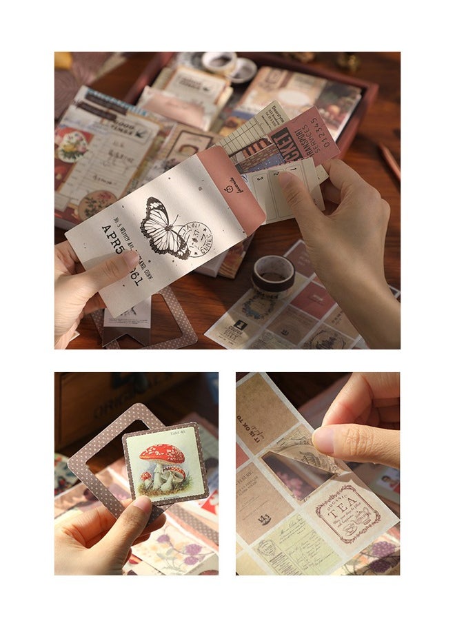 Ssovi 155-pieces gift box A6 notebook Poster cover Notepad Background paper Daily sticker PET sticker Paper photo frame Card Retro gift  - Image 5
