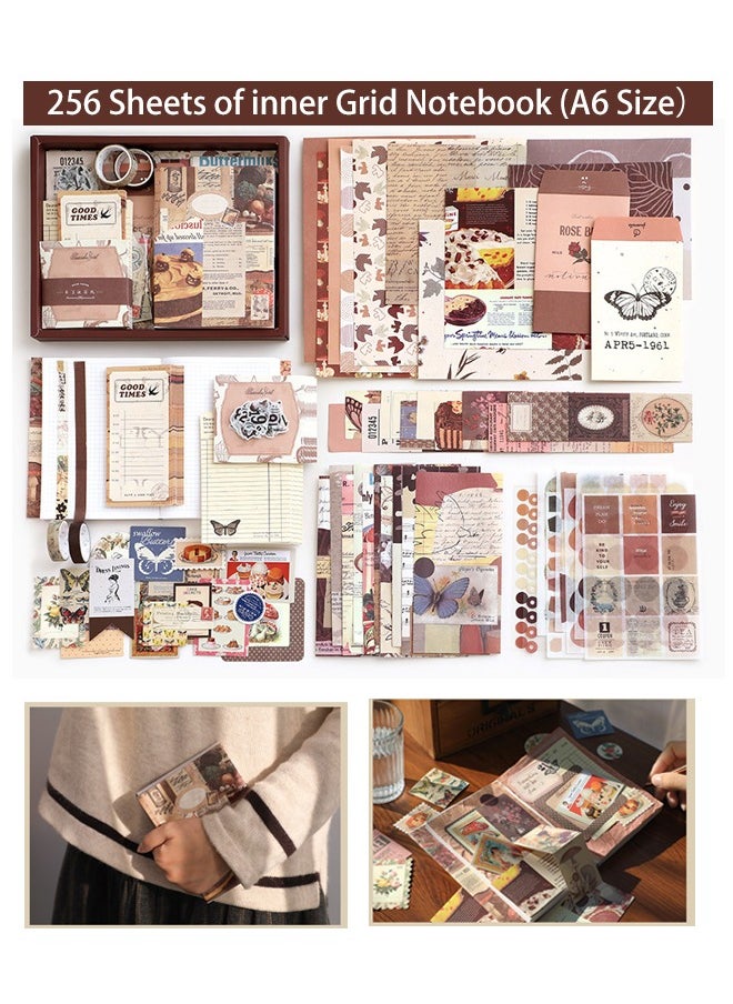 Ssovi 155-pieces gift box A6 notebook Poster cover Notepad Background paper Daily sticker PET sticker Paper photo frame Card Retro gift  - Image 2