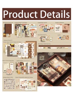 Ssovi 155-pieces gift box A6 notebook Poster cover Notepad Background paper Daily sticker PET sticker Paper photo frame Card Retro gift  - Image 4