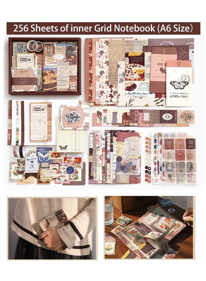 Ssovi 155-pieces gift box A6 notebook Poster cover Notepad Background paper Daily sticker PET sticker Paper photo frame Card Retro gift - Image 3