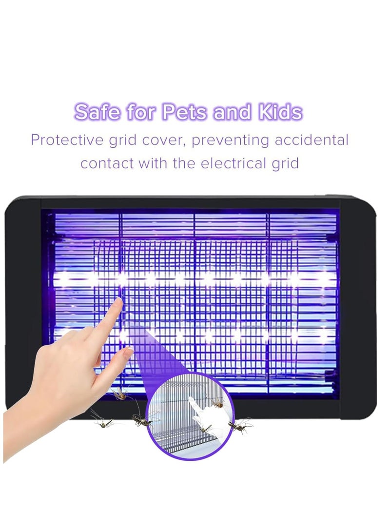 مصيدة البعوض الكهربائية 2500 فولت فوق البنفسجية للاستخدام الداخلي والخارجي، مصباح مزدوج الجوانب لقتل الذباب والحشرات، مصيدة الحشرات والآفات المنزلية، مصائد طاردة للآفات بقوة 20 وات (أسود) - Image 5