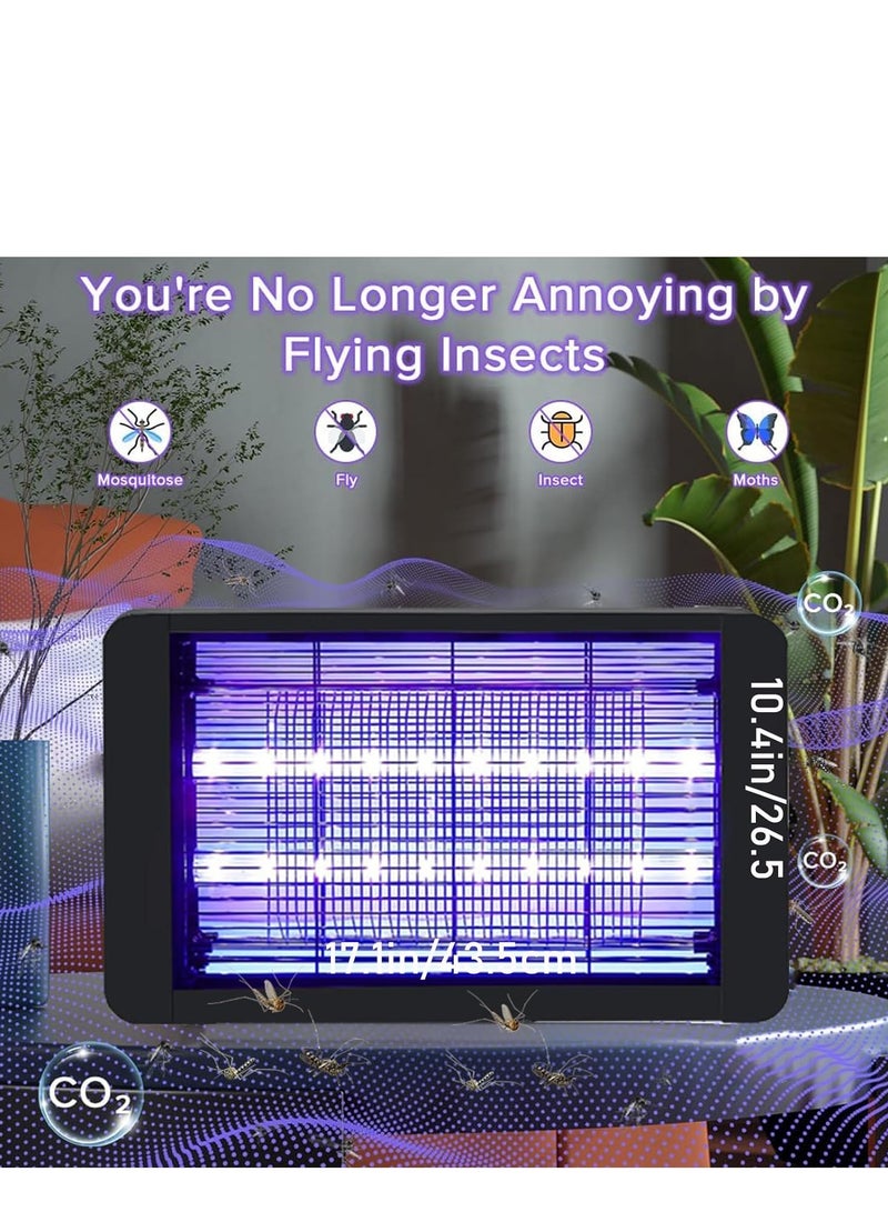 مصيدة البعوض الكهربائية 2500 فولت فوق البنفسجية للاستخدام الداخلي والخارجي، مصباح مزدوج الجوانب لقتل الذباب والحشرات، مصيدة الحشرات والآفات المنزلية، مصائد طاردة للآفات بقوة 20 وات (أسود) - Image 3