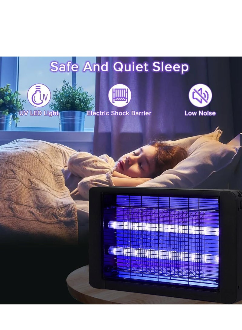 مصيدة البعوض الكهربائية 2500 فولت فوق البنفسجية للاستخدام الداخلي والخارجي، مصباح مزدوج الجوانب لقتل الذباب والحشرات، مصيدة الحشرات والآفات المنزلية، مصائد طاردة للآفات بقوة 20 وات (أسود) - Image 4