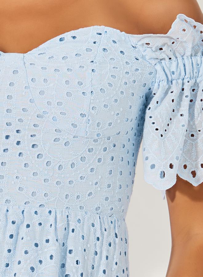 Styli Eyelet Off-Shoulder Dress - Image 4