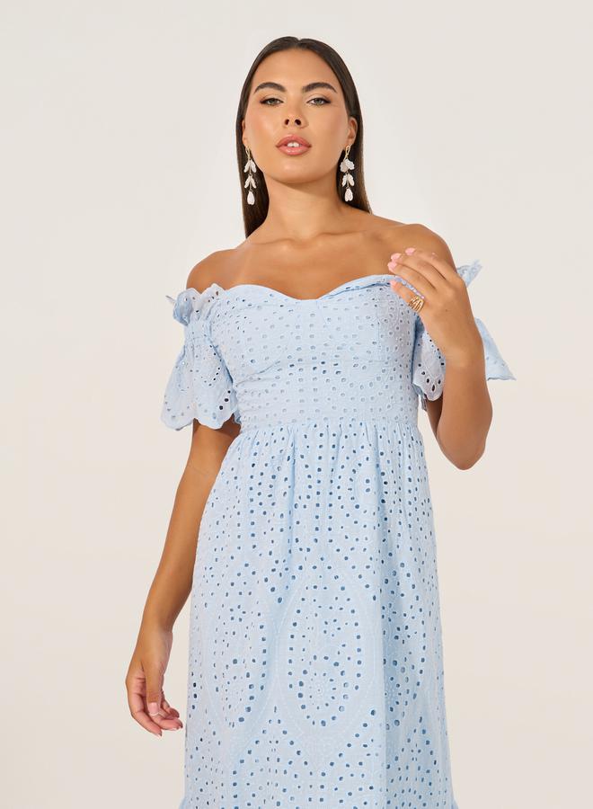 Styli Eyelet Off-Shoulder Dress - Image 3