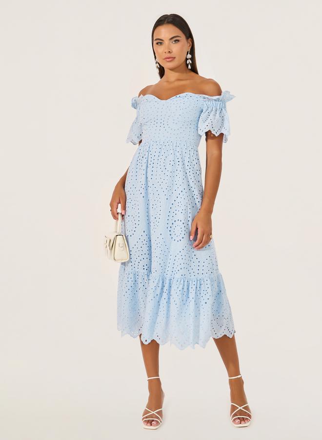 Styli Eyelet Off-Shoulder Dress - Image 2
