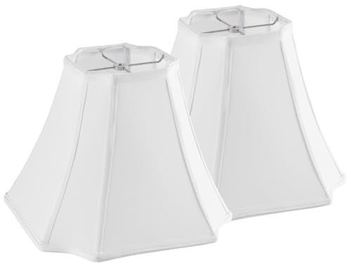 PIKOPIKO Pure White Linen Square Cut Corner Bell Lamp Shade Set of 2 Medium Lampshade 625625Top1313Bottom11HightSpider Rustic Lamp Shade for Table Floor Lamp Lampshade Replacement - Image 1