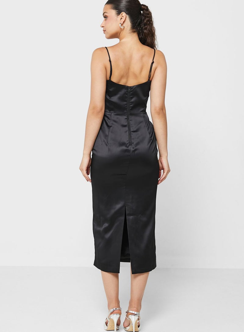 Satin Corset Midi Dress