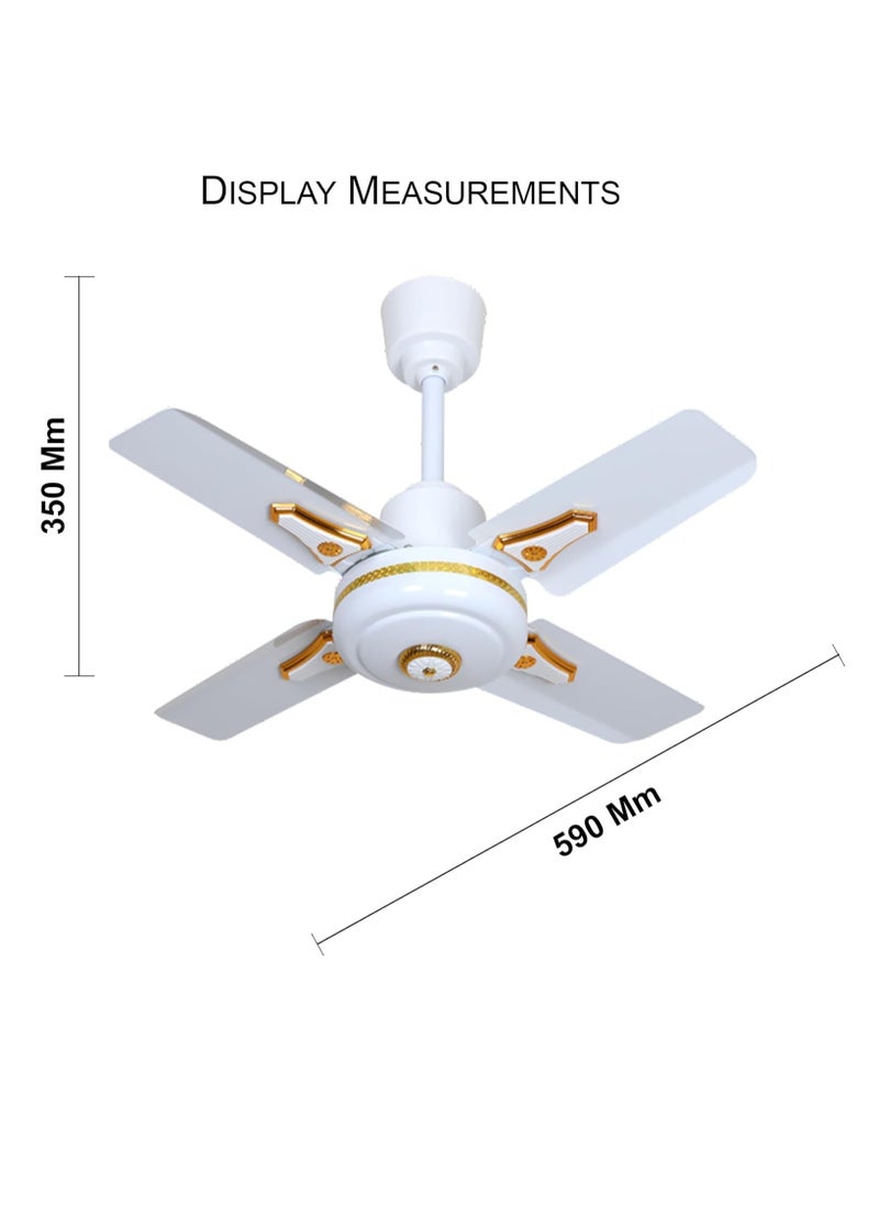 MODI Ceiling Fans 60cm White with gold Indoor Ceiling Fan White Finish With Reversible White/White Washed Pine Blades  - Image 3