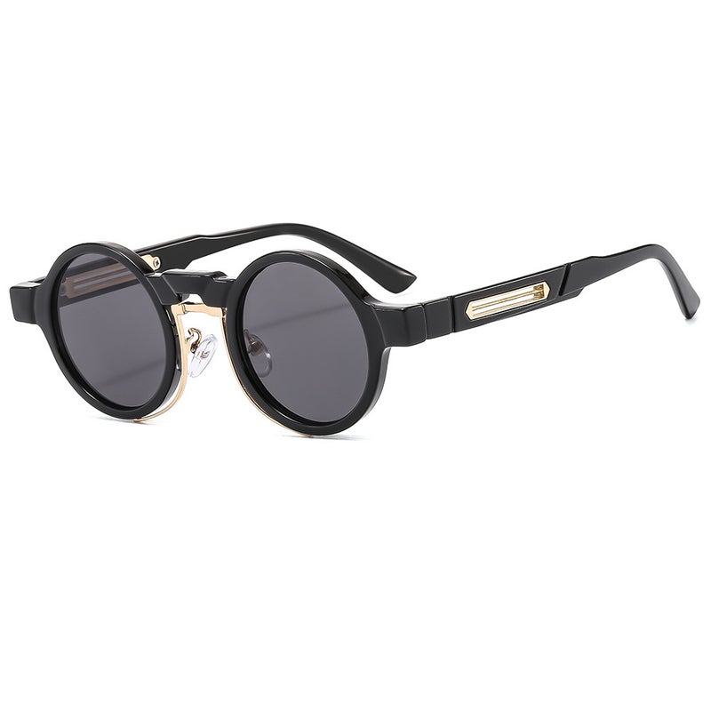 Generic Retro Biker Punk Unisex Sunglasses 4383 Colorful Fashion C1 black frame Gray piece 