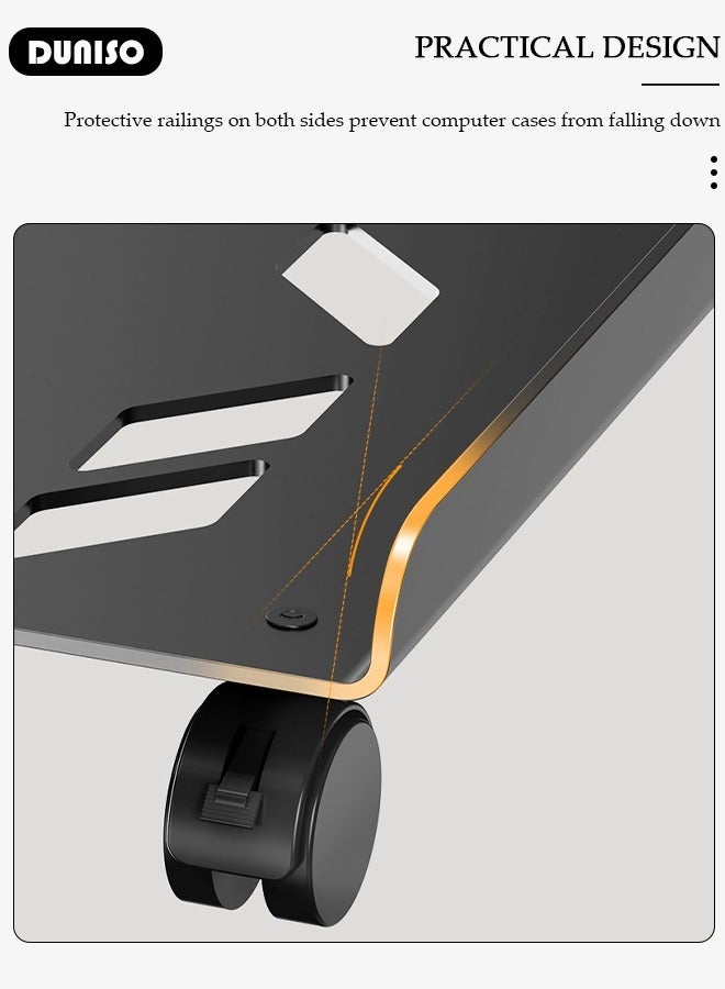 DUNISO Adjustable CPU Stand, Mobile PC Rack,Hollow Cooling Pc Host Tower Stand, CPU Bracket cart with Wheels，Desktop PC Host Base Tray,Movable Pulley Chassis Shelf, Computer Tower Stand, CPU Holder Stand for Home, Office - Image 2