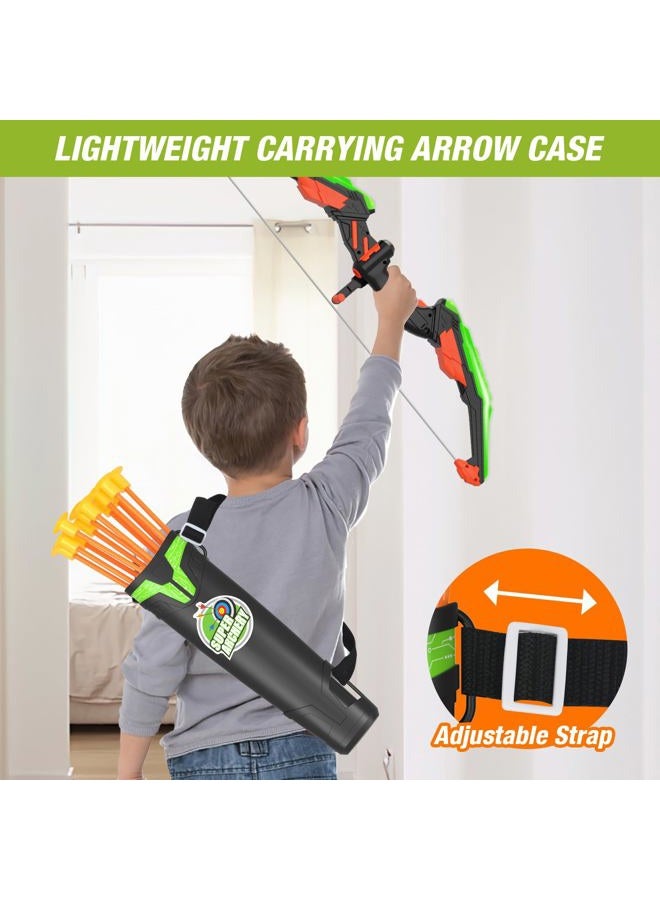 HYES Bow and Arrow for Kids, LED Light Up Archery Set with 12 Suction Cup Arrows, 1 Standing Target, 3 Score Targets & 1 Quiver, Indoor Outdoor Sport Gifts for Boys Girls Ages 4-12, Green - Image 5