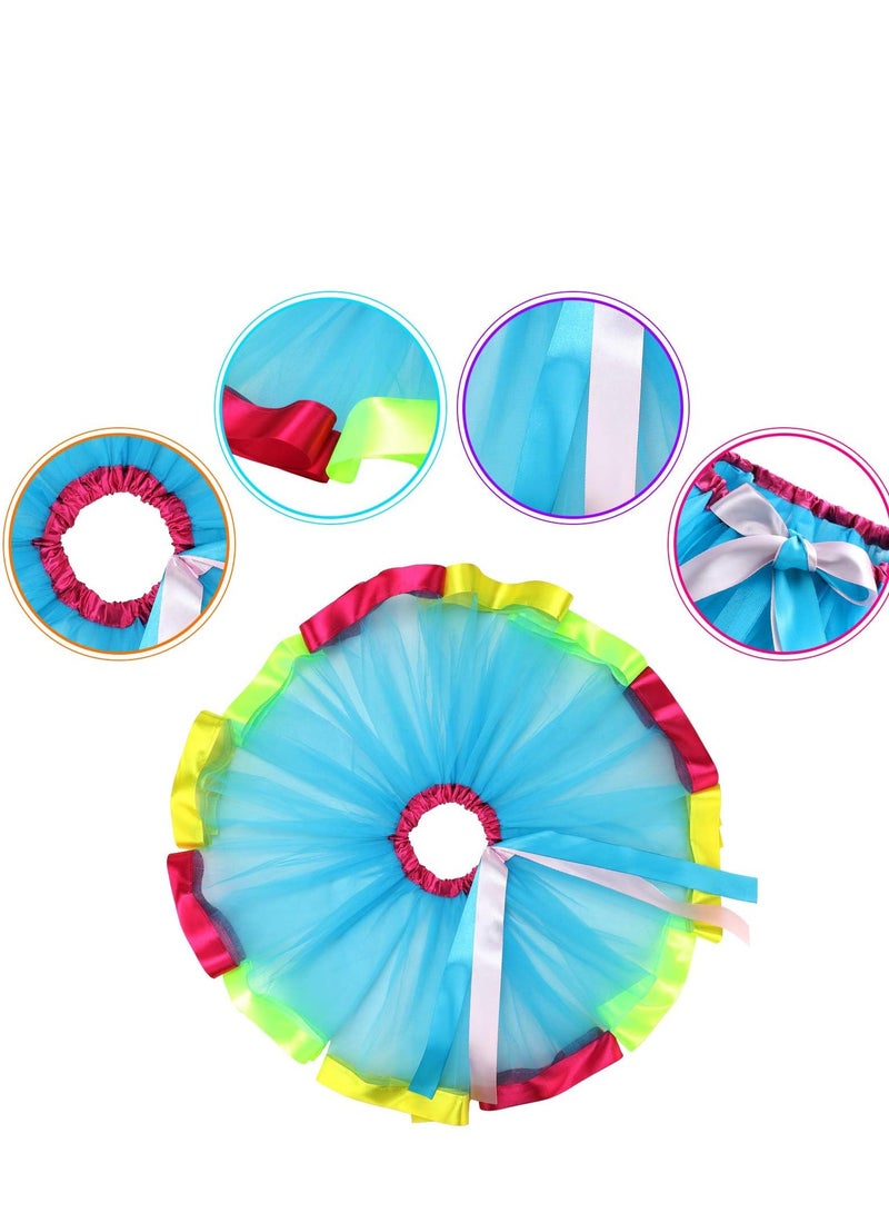 SOLARAE Fairy Costume Set for Girls Butterfly Clothes Rainbow Tutu Outfit Dress Eye Covering Antenna Headband Hairpin Wand for Age 3-8 - Image 4